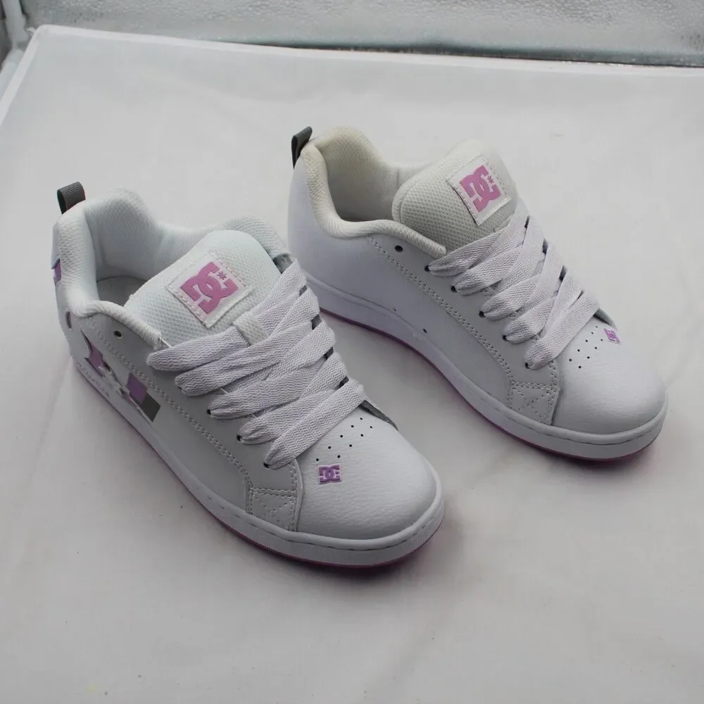 DC Court Graffik 3D Low Top Skate Shoes Sneakers Size 6.5 Youth White Lavender